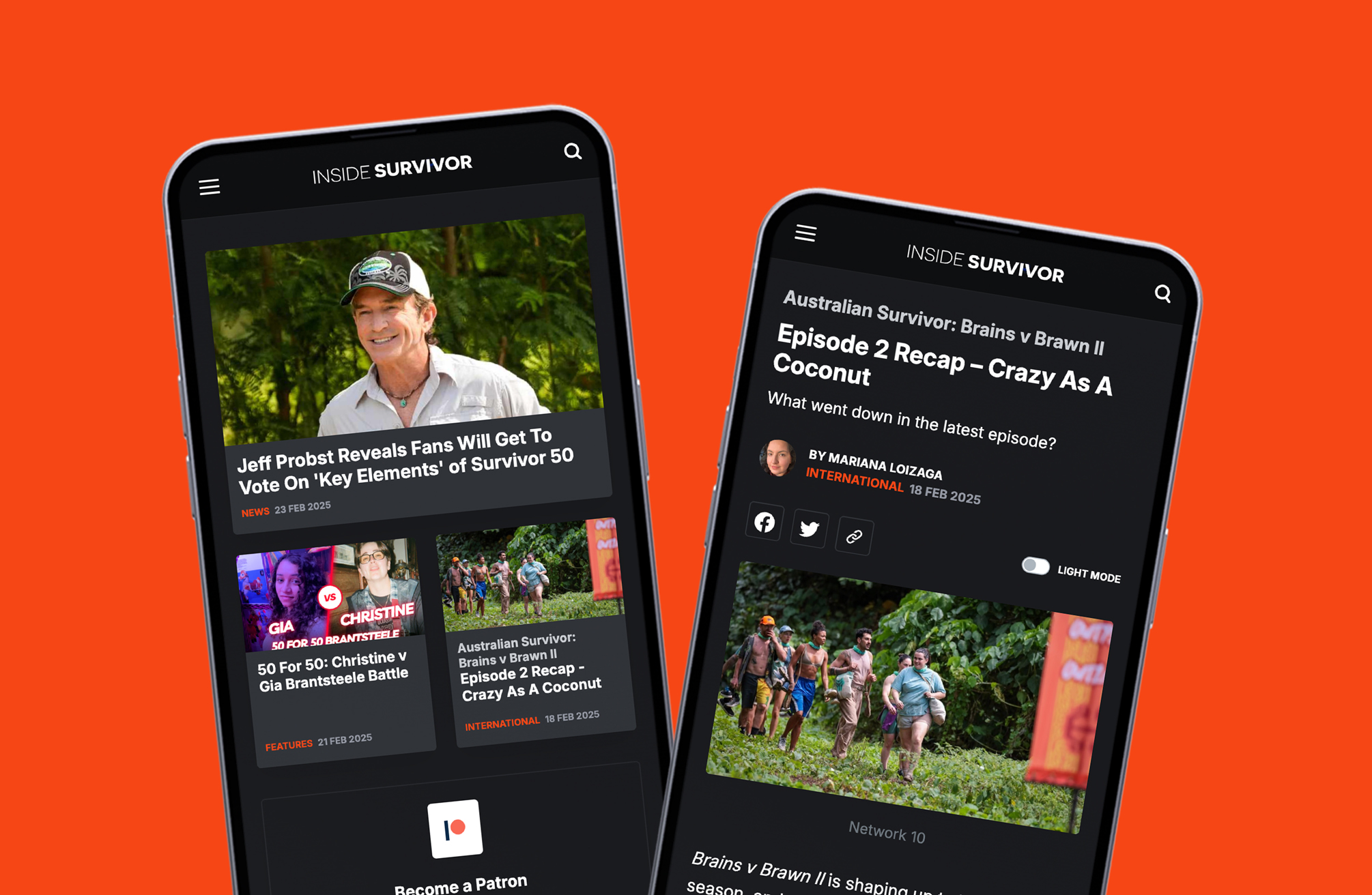 Mobile screens for Inside Survivor